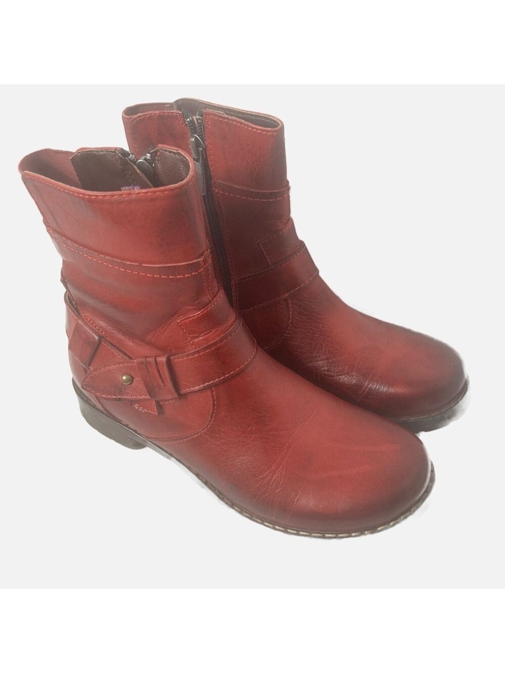 NEW JAFA Women’s Leather Pull On Boots Made in Israel Ruby Steampunk Moto